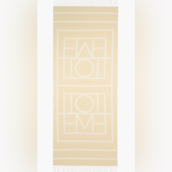 Toteme Accessories - Toteme Monogram Cotton Jacquard Scarf Sarong, Ecru/Straw